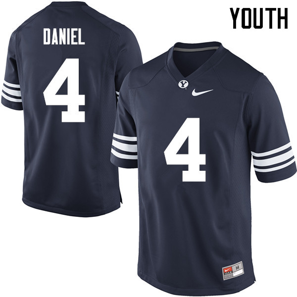 Youth #4 Robertson Daniel BYU Cougars College Football Jerseys Sale-Navy